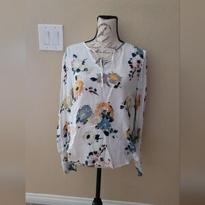 Floral Print Women's Top - White and Multicolor